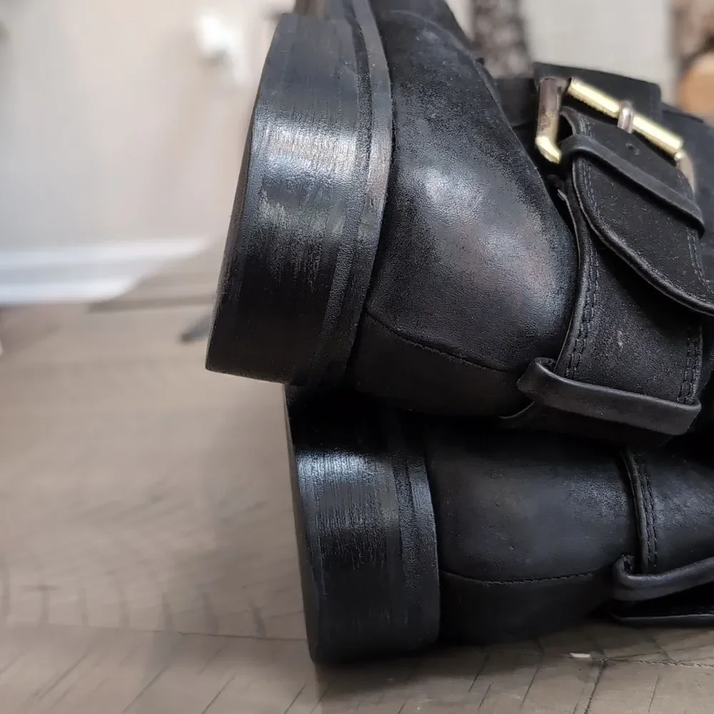 Gentle Souls Edgefield Black Nubuk Leather Buckle OTK Boots Size 7M